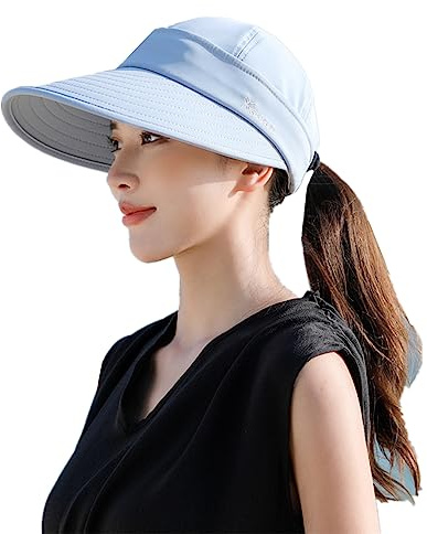 SJTJSPX Sombrero de verano para mujer con visera desmontable, gorra de béisbol de ala ancha, sombrero de playa con protección UV, sombrero de vestir para damas para piscina, camping, pesca, jardín