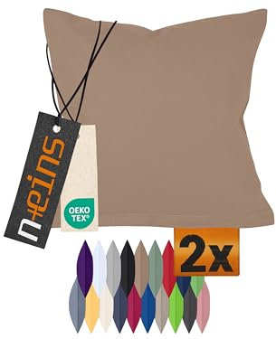 npluseins Doppelpack Baumwoll-Kissenbezüge - Moderne Wohndekoration in schlichtem Design 317.361, 40 x 40 cm, Sand