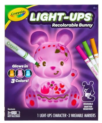 Crayola Light-Ups - Easter Bunny, Light Up Toy Bunny, Reusable Coloring Toy, Easter Basket Essentials, Spring Crafts & Decor, Bunny Toy for Kids, Ages 4+