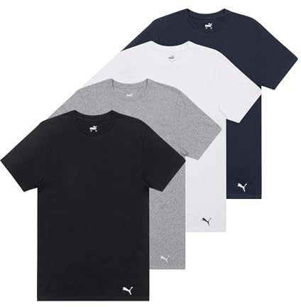Puma Men's 4 Pack Crew Neck Tee, Navy/Grey, X-Large
