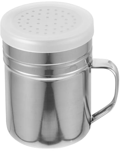 KICHOUSE Botella De Condimento Con Asa Para Tarro De Especias De Acero Inoxidable Espolvoreador De Malla Fina Para Condimentos Para Espolvorear Azúcar y De Cacao Hornear