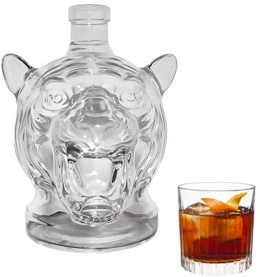 Caraffa per Whisky | Caraffa in per whisky e vino | Accessorio da bar a forma di testa di tigre idea regalo collezionabile per feste e eventi speciali
