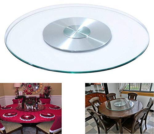 Piatto Girevole, Cuscinetto Girevole Lazy Susan Grande Tavolo Pranzo, Cucina, Piatto Girevole in Vetro con Cuscinetto in Lega Alluminio, Girevole Liscio, Diametro 50 cm/60 cm/70 cm/80 cm/90 cm