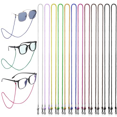 Qianyu 12 Pcs Braided Glasses Lanyard Eye Glasses Strings Holder Nylon Eyeglasses Strap Colorful Sunglasses Strap Cord Around Neck Eyewear Retainer for Women Men Kids