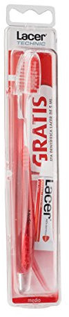 LACER - Cepillo de Dientes, Cerda Media, Filamentos Tynex, Elimina la Placa Bacteriana, Ideal para una Limpieza Interdental y una Higiene Bucal Completa