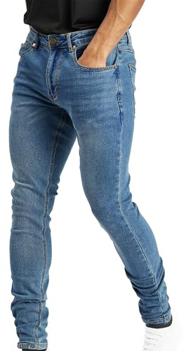 Island Trading Men's Skinny Jeans - Stretchable Denim - Comfortable Fit in Grey, Black, Dark Blue, Blue Stonewash - Sizes 28-42 Inch Waist