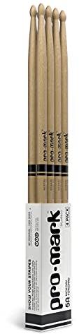 ProMark Drum Sticks - Classic Forward Hickory 5A Drumsticks - Drum Sticks Set - Drum Accessories - Wood Drumsticks for Adults & Youth - Oval Wood Tip - Buy 3 Pairs Get 1 Free