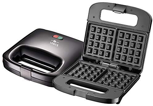 Gofrera de Lentz, color negro, 750 W, mango con aislamiento térmico, forma rectangular doble