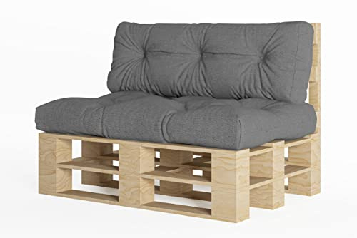chilly pilley Cuscino Trapuntato Per Mobili In Pallet Riempito Con Fiocchi Di Schiuma Per Divano Per Schienale Per Sedile Laterale Set (Set Di 2 Grigio)