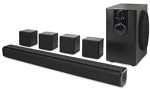 iLive Electronics 5.1 Home Theater System with Bluetooth, 6 Surround Speakers, Wall Mountable, Includes Remote, Black (IHTB159B)