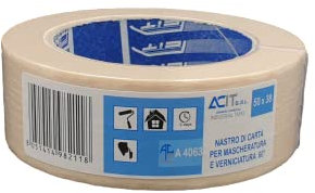 ACIT Nastro di carta per mascheratura, verniciatura, 50m x 38mm, nastro da carrozziere, confezione singola