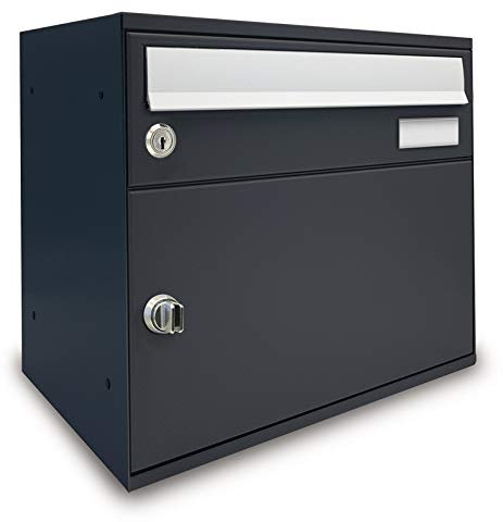 ALUBOX EASYBOX Cassetta Posta Con Vano Portapacchi Con Serratura Pblock Cassetta Postale Da Esterno 33X40X27 Cm In Lamiera Zincata E Sportello In Profilato Di Alluminio Personalizzabile (ANTRACITE)