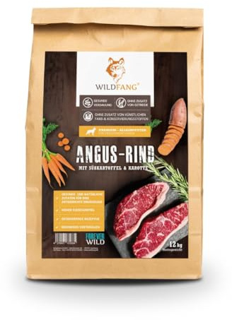 Wildfang® Cibo Secco per Cani 6kg – Cibo per cani premium con manzo Angus, senza cereali e senza glutine. Ingredienti naturali, senza zuccheri aggiunti, per cani adulti e anziani – Confezione da 1