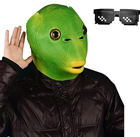 1 PCS Maschera Pesce Festa in Costume di Halloween,Maschera in Lattice a Testa di Animale, Maschera di Carnevale,Novità Halloween Costume Festa Latex Animale Testa Maschera
