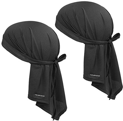 HASAGEI Bandana Atmungsaktiv Kopftuch Face Bandana Schnell trocknend Durag Elastisch Bandana Herren Halstuch Sport Bandana Kopftuch (Schwarz*2)