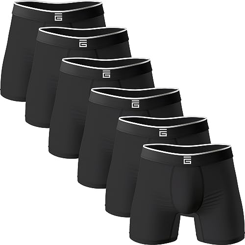 Giovici boxershorts för män bambu anti-skavning mjuka bekväma boxershorts längre ben – boxershorts multipack – fukttransporterande teknik