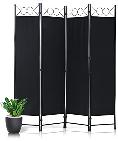 Room Divider,Folding Privacy Screen 4 Panels Portable wall Divider Partition Room Dividers for Home Office Room Separation,Black