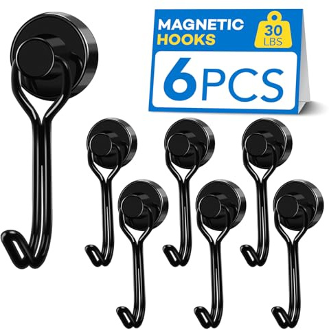 LOVIMAG Hooks, 30lbs+ Magnetic Magnet Hook 2026 Cruise Cabin Ship Essentials Heavy Duty Strong Refrigerator Fridge Hanging for Classroom Beach Vacation Kitchen Grills Home Mug Hanger (6 Pack)