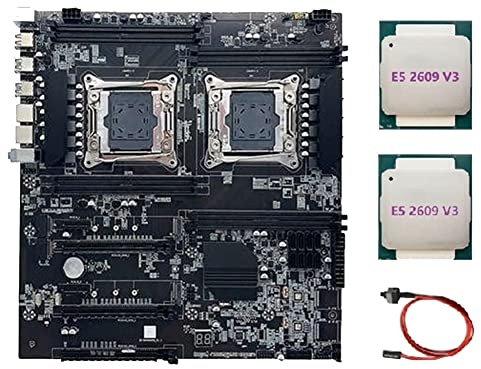 Aflytep Motherboard Dual Socket X99 LGA2011-3 Dual CPU unterstützt RECC DDR4 Speicher mit 2XE5 2609 V3 CPU + Schaltkabel