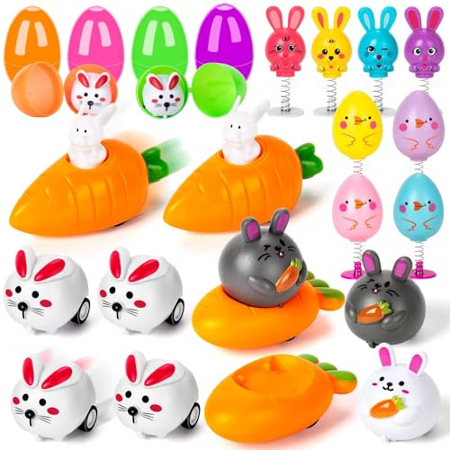 Uuams Ostergeschenke Kinder, 22x Ostern Aufziehbare Hasen mit Karotte Set, Räder Ostern, Ostern Geschenke Kinder, Osterdeko, Kleine Geschenke zu Ostern Kinder, Ostergeschenke Kinder 1 2 3 4 5 6 Jahre