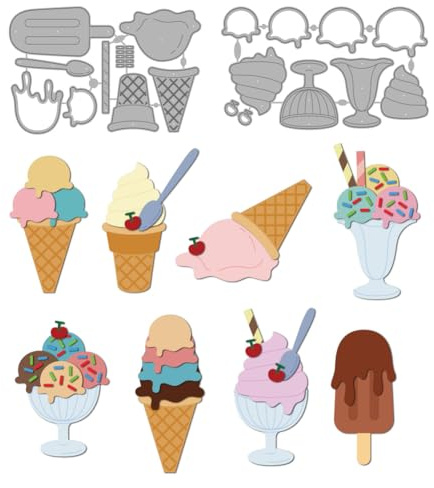 MAYJOYDIY Plantillas de estampado de helado apiladas de metal para hacer tarjetas, álbumes de recortes, decoración de regalos