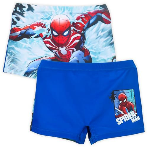 Marvel Costume da Bagno Bambino Spider-Man Mare Piscina Boxer Surf Slip o Parigamba 3-8 Anni Costume Elastico Asciugatura Rapida Ragazzo [Parigamba 18162 Blu - 6 Anni]