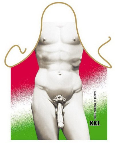sabuy Grembiule da barbecue – Grembiule da cucina – David di Michelangelo XXL – Divertente motivo grembiule come regalo per gli appassionati di barbecue con umorismo, multicolore, Taglia unica