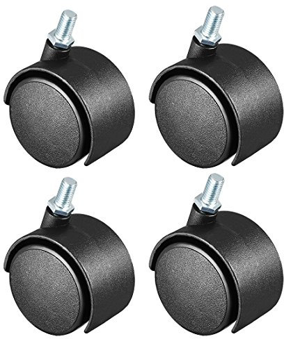 sourcing map Swivel Casters 2 Inch Nylon 360 Degree M8 x 13mm Threaded Furniture Caster Wheels , 4 Pack