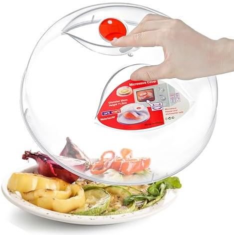Large Microwave Cover for Food Easy Grip Microwave Splatter Cover Guard Lid with Steam Vent and BPA Free & 11.5 Inch, Dishwasher Safe