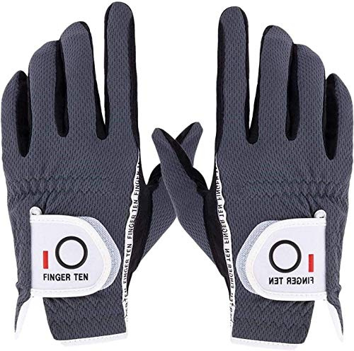 FINGER TEN Gants De Golf Hommes Homme pour PoignEe Paire De Valeur，Gant De Golf Homme Chaud Tous Les Temps Durable en Forme Taille Petit Moyen Grand S M L ML XL (Gris, L-1 Paire)