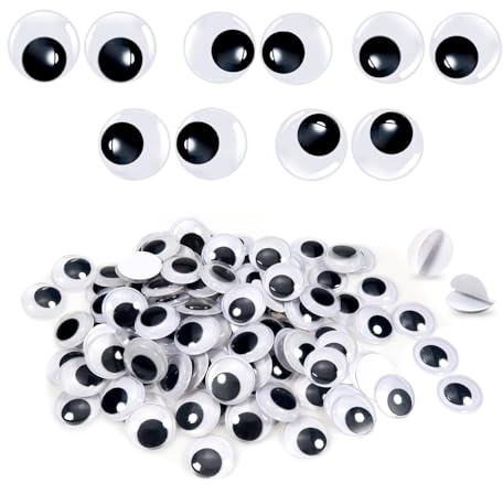 TOAOB 70 Piezas 20 mm Adhesivos Ojos Móviles Blanco Negro de Plástico Redondo Autoadhesivo Wiggle Eyes Utilizados para Manualidades de Scrapbooking Accesorios