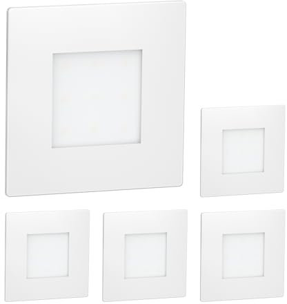 ledscom.de 5 Stück LED Treppenlicht/Wandeinbauleuchte FEX für innen und außen, eckig, 85 x 85mm, warmweiß