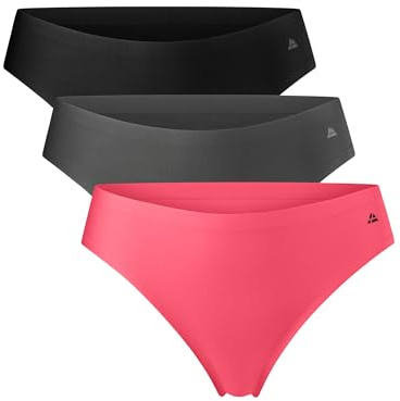 DANISH ENDURANCE Lot de 3 Strings Invisibles en Microfibre, Tanga Doux et Légers, pour Femme, De Plusieurs Couleurs (1 x Noir, 1 x Gris, 1 x Rose), Medium