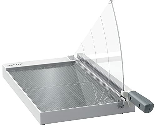 Leitz Precision Office Hebelschneider A4+, bis zu 15 Blatt, Papierschneidemaschine mit 381 mm Schnittlänge, Präzisionsstahlklinge, Premium-Glasunterlage, Kantenbeleuchtung & Klingenschutz, 90210000