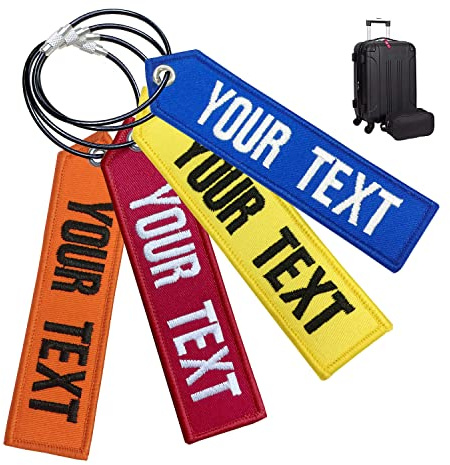 QJS PATCH Etichetta per bagagli da ricamo, valigie personalizzate con anello in acciaio inossidabile (freccia)
