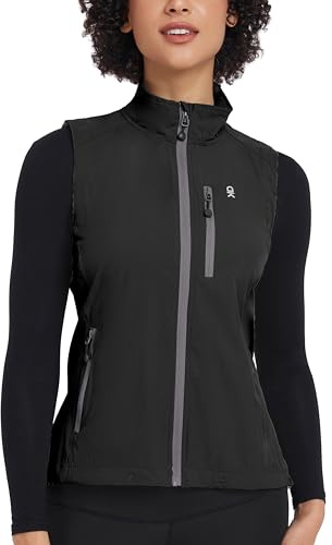Little Donkey Andy Women's Lightweight Quick Dry Vest Summer Windproof Sleeveless Elastic Jacket for Golfing Cycling Running Black S
