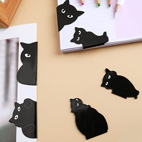 Mabor 6 st magnetiska bokmärken, svart katt bokmärke svart söt kattdesign, tur lätt och enkel att använda, starkt grepp, perfekta gåvor för bokälskare