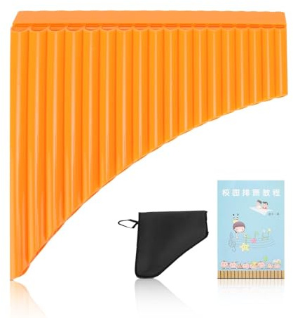 Flauto di Pan, C Key Pan Pipes Easy Learn Strumenti a Fiato Panpipe Music Woodwind Strumenti Musicali Tradizionali per Bambini Adulti Principianti (Arancia)