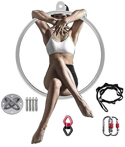 EIN Punkt Luftreifen, Lyra Reifen Ring, Rohrdurchmesser 32 mm, Kunst Yoga Reifen Set, Tanz FitnessgeräTe, Edelstahl, FüR Lufttanz, Yoga Training, Zirkus Requisiten,A,Diameter 80cm