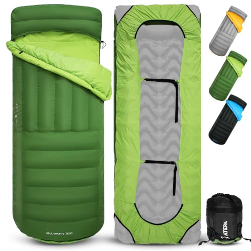 ATEPA Daunenschlafsack für Erwachsene, 650FP Recycelt, 7.2 °C 10.0 °C, 3 Jahreszeiten, Ultraleicht, kompakt, Schlafsäcke mit Kompressionssack, für Rucksackreisen, Camping, Wandern, kann an Polster