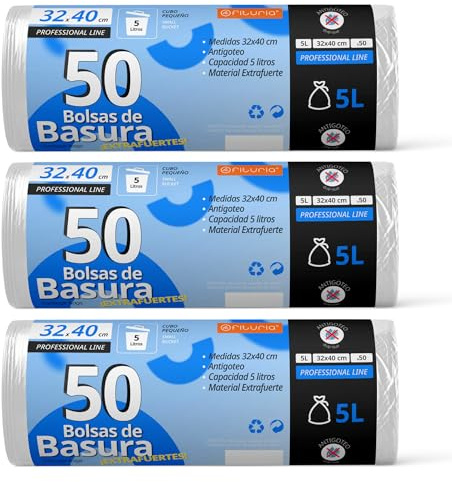 Soppåsar, 5 l robust soppåse, droppfri, idealiska påsar för badrum, kontor eller kök, lämplig för alla typer av skräp, 32 x 40 cm – kontorsmaterial (150 påsar, 5L)