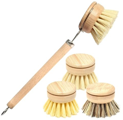 CZAYEFNH Cepillo Fregar Platos，Cepillo para Fregar Platos de Cocina Juego de 4 Cepillos de Limpieza ecológicos para Platos, ollas, Botellas, bandejas para Hornear