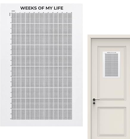 Calendrier de vie en semaines, calendrier de vie, affiche de vie en semaines, calendrier hebdomadaire, 4 000 semaines qui montreront votre vie et changeront votre vue, outil d'ensemble mental