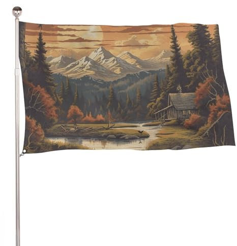 Drapeaux verticaux de 60 x 90 cm pour jardin, extérieur, soleil, montagne, ruisseau, décoration de ruisseau, drapeaux de bienvenue, bannières robustes 200D, grands drapeaux pour cour de vacances