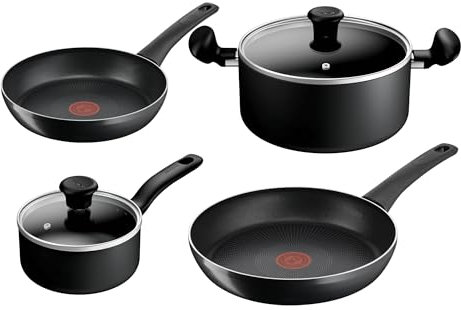 Titanium Essential 4pc Set: Frying Pans 20/28 cm, Saucepan 16 cm & Stewpot 24 cm with lid, Non-Stick Coating, Metal Safe, Compatible with All Hobs Except Induction, Everyday Use, B941S444