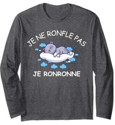 Je Ne Ronfle Pas Je Ronronne Chat Pyjama Homme Papy Ronfleur Manche Longue