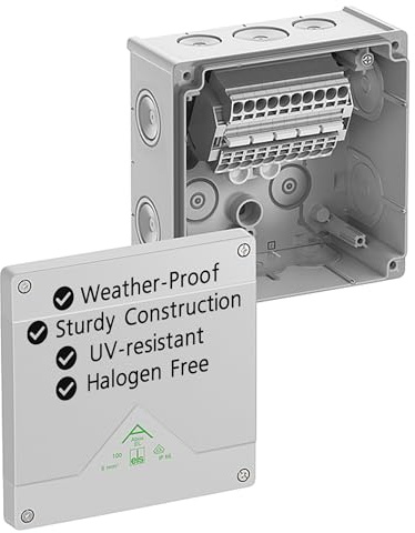 Spelsberg Abox SL-6² – IP66 wasserdichte Anschlussdose mit internen Befestigungspunkten und erhöhter, schraubenloser Klemme – Wago 2006–1201, 5-polig, 690 V für Industrie und Außenbereich (Grau)