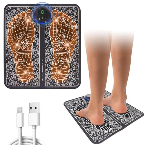 Foot Massagers for Pain and Circulation, Folding Portable Electric Foot Massage Mat, Humitay Electric Foot Massager Mat with 8 Modes and 19 Intensity Levels for Improved Circulation (Black)