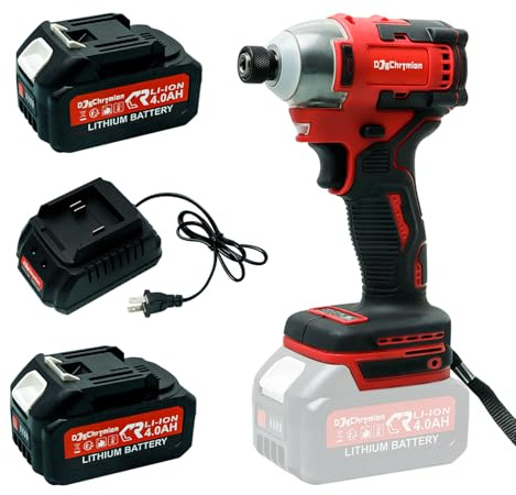 Max 20V Battery Powered Cordless Impact Driver 2650 in - lbs, 1/4 Inch, Max 3800 RPM, Compatible with Makita 18V Batteries, Included 2 * 4.0 Ah Batteries and Charger