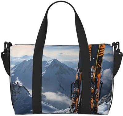 Sac de sport pour skis sur montagne - Pour homme et femme - Sac de voyage avec compartiment à chaussures, Skis en montagne, Taille unique, Sac de voyage